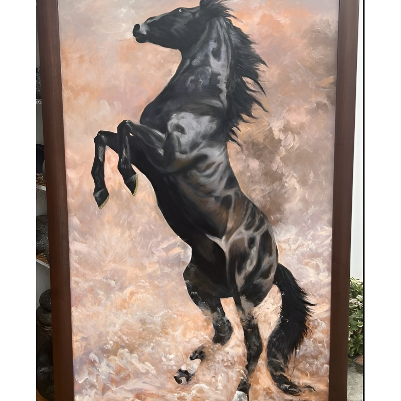 Pintura de oleo caballo ganador