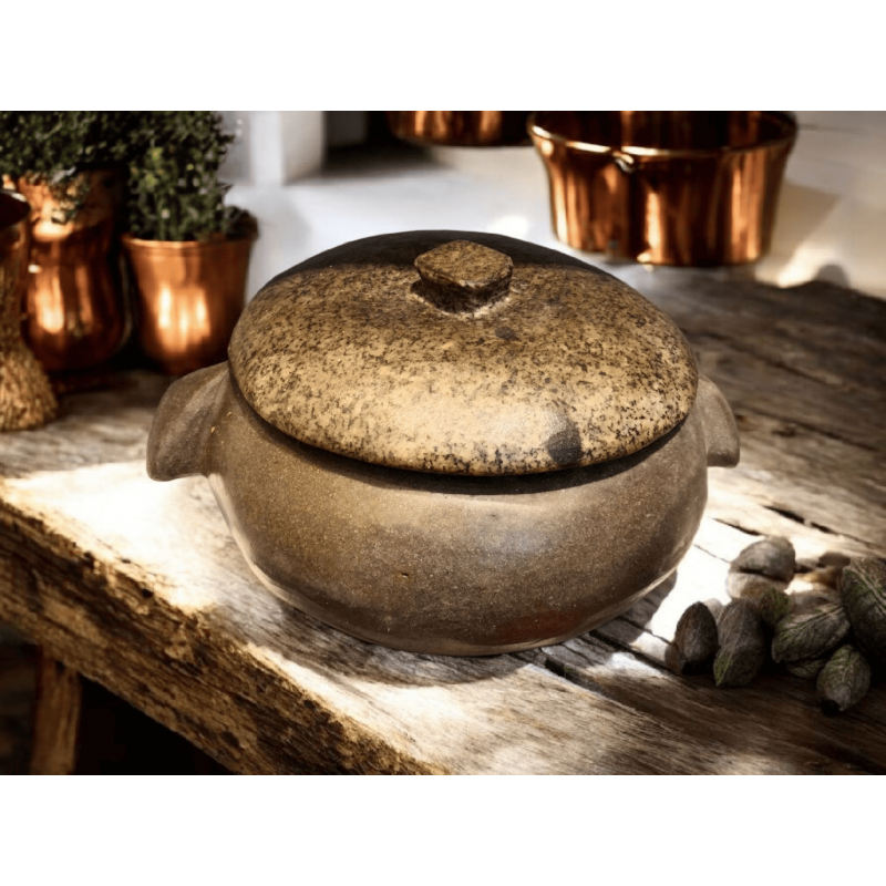 Olla de piedra color negro 1.5 litros