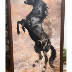 Pintura de oleo caballo ganador