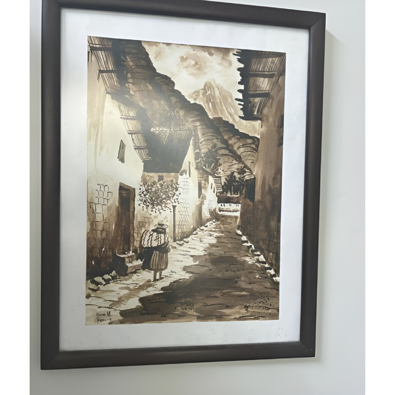 Pintura paisajista andina en acuarela