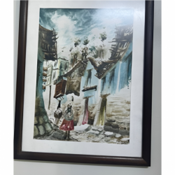 Pintura paisajista andina en acuarela
